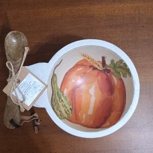 Mud Pie Orange Pumpkin Dip Bowl Set